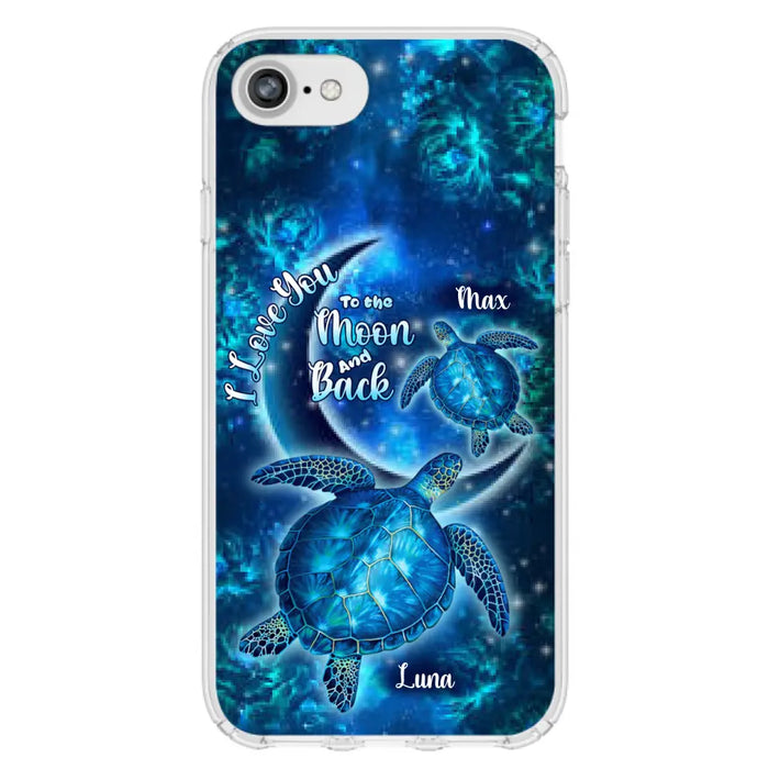 Custom Personalized Turtle Phone Case For Iphone and Samsung - Up to 6 Turtles - I Love You To The Moon And Back - IUNAG8