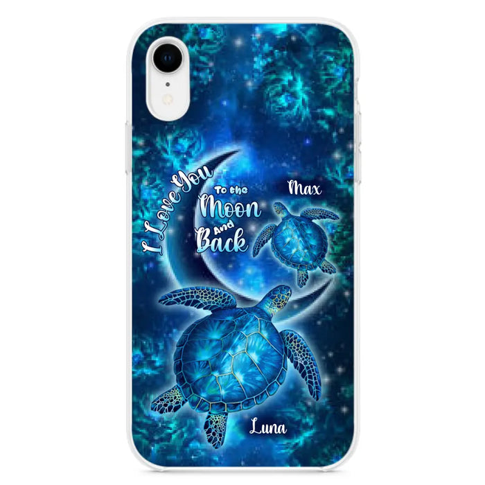 Custom Personalized Turtle Phone Case For Iphone and Samsung - Up to 6 Turtles - I Love You To The Moon And Back - IUNAG8