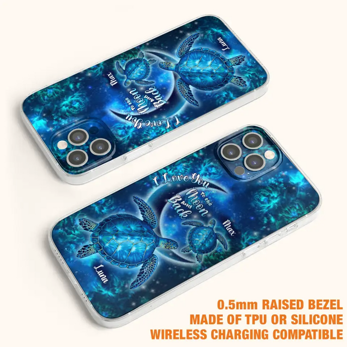 Custom Personalized Turtle Phone Case For Iphone and Samsung - Up to 6 Turtles - I Love You To The Moon And Back - IUNAG8