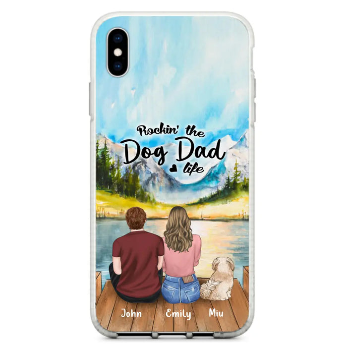 Custom Personalized Pet Parents Phone Case - Parents & Upto 3 Pets - Gifts For Dog Lovers,Cat Lovers - Rockin' The Dog Dad Life