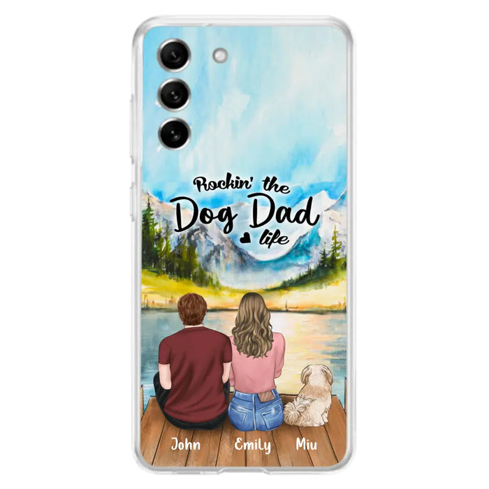 Custom Personalized Pet Parents Phone Case - Parents & Upto 3 Pets - Gifts For Dog Lovers,Cat Lovers - Rockin' The Dog Dad Life