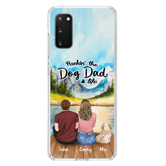 Custom Personalized Pet Parents Phone Case - Parents & Upto 3 Pets - Gifts For Dog Lovers,Cat Lovers - Rockin' The Dog Dad Life