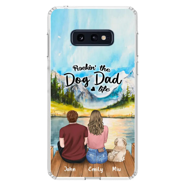 Custom Personalized Pet Parents Phone Case - Parents & Upto 3 Pets - Gifts For Dog Lovers,Cat Lovers - Rockin' The Dog Dad Life