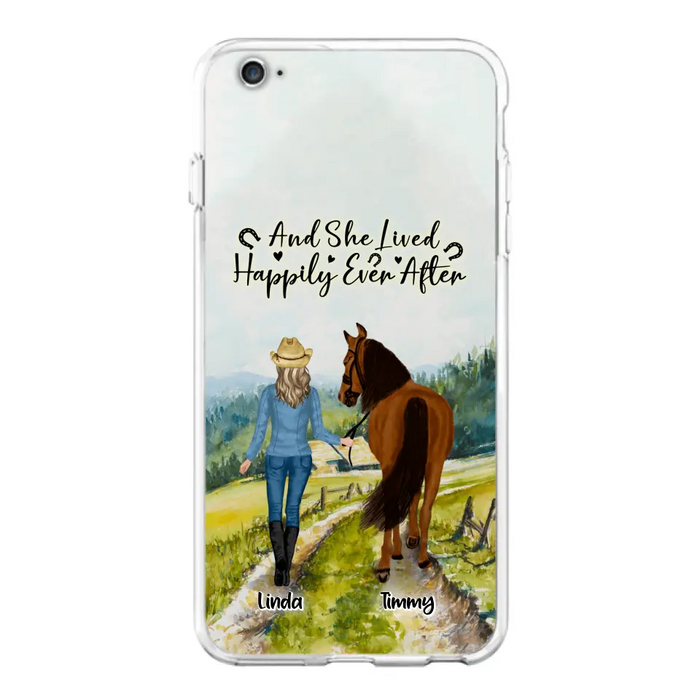 Custom Personalized Horse Girl Phone Case - Upto 4 Horses - Best Gift For Horse Lover - Just A Girl Who Loves Horses - Case For Iphone/Samsung