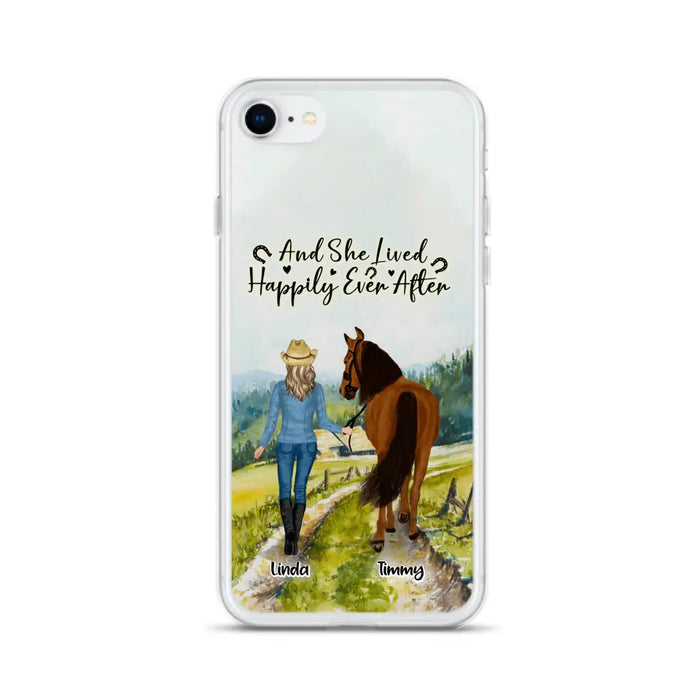 Custom Personalized Horse Girl Phone Case - Upto 4 Horses - Best Gift For Horse Lover - Just A Girl Who Loves Horses - Case For Iphone/Samsung