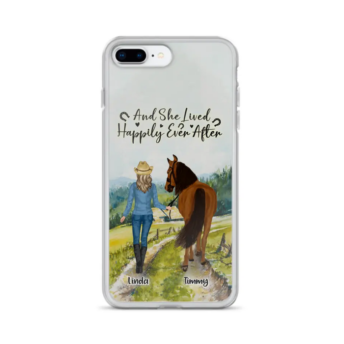 Custom Personalized Horse Girl Phone Case - Upto 4 Horses - Best Gift For Horse Lover - Just A Girl Who Loves Horses - Case For Iphone/Samsung