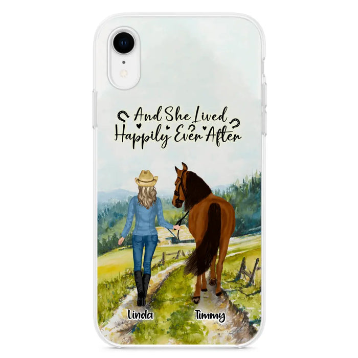 Custom Personalized Horse Girl Phone Case - Upto 4 Horses - Best Gift For Horse Lover - Just A Girl Who Loves Horses - Case For Iphone/Samsung