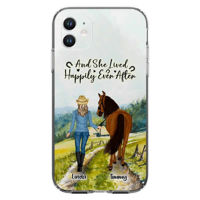 Custom Personalized Horse Girl Phone Case - Upto 4 Horses - Best Gift For Horse Lover - Just A Girl Who Loves Horses - Case For Iphone/Samsung