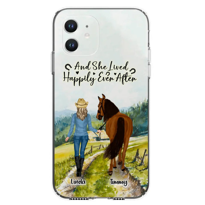 Custom Personalized Horse Girl Phone Case - Upto 4 Horses - Best Gift For Horse Lover - Just A Girl Who Loves Horses - Case For Iphone/Samsung