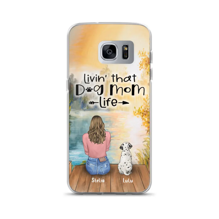 Personalized Dog Mom Phone Case - Up to 4 Dogs - Gift for Dog Lovers - Livin' with dog mom life