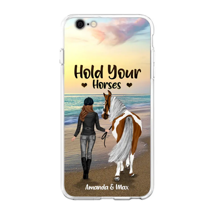 Personalized Horse Girl Phone Case - Girl with up to 2 Horses - Four Feet Move My Soul - QX6ZS1