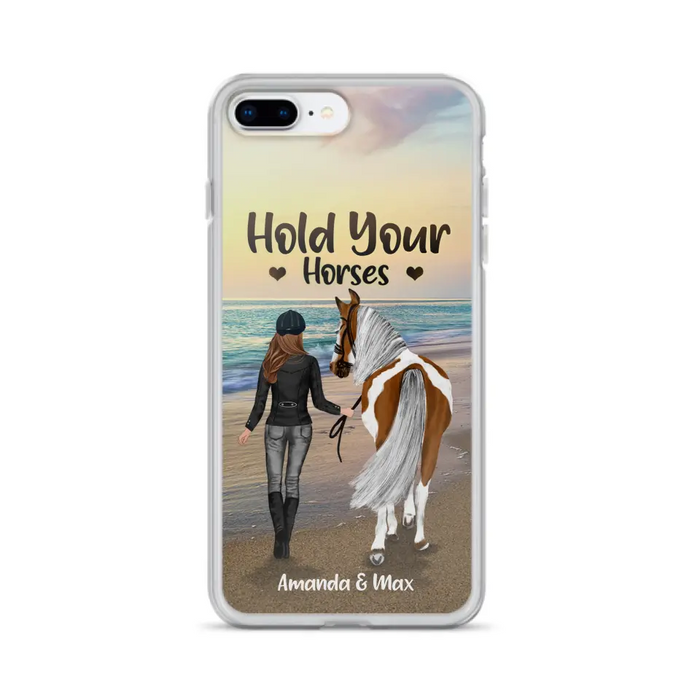 Personalized Horse Girl Phone Case - Girl with up to 2 Horses - Four Feet Move My Soul - QX6ZS1