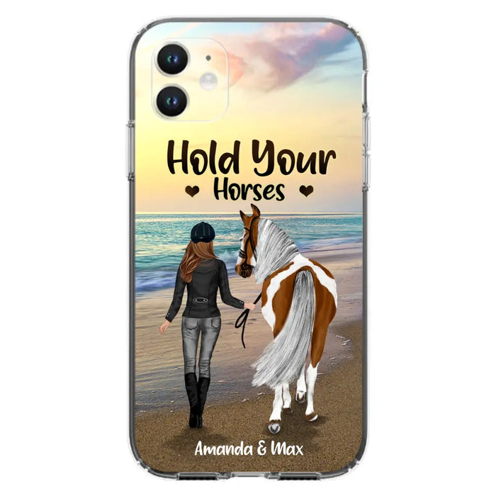 Personalized Horse Girl Phone Case - Girl with up to 2 Horses - Four Feet Move My Soul - QX6ZS1