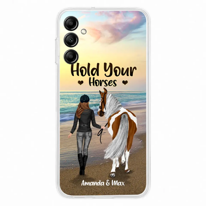 Personalized Horse Girl Phone Case - Girl with up to 2 Horses - Four Feet Move My Soul - QX6ZS1