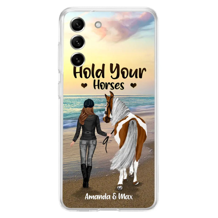 Personalized Horse Girl Phone Case - Girl with up to 2 Horses - Four Feet Move My Soul - QX6ZS1