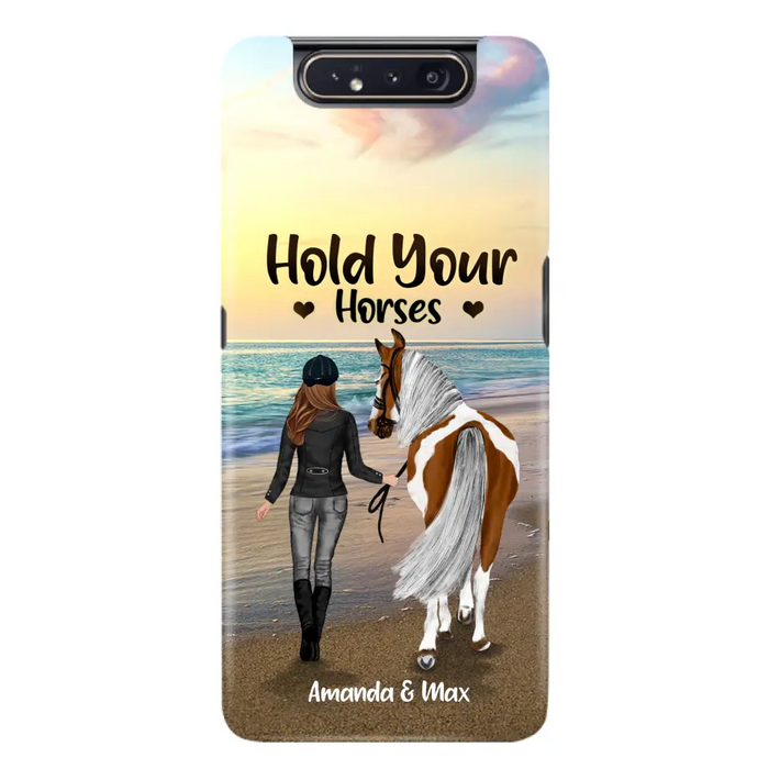 Personalized Horse Girl Phone Case - Girl with up to 2 Horses - Four Feet Move My Soul - QX6ZS1