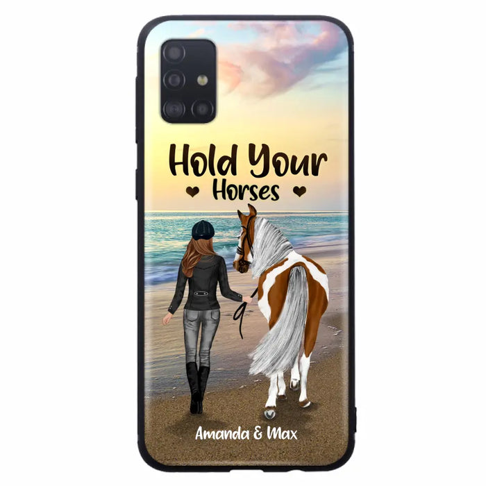 Personalized Horse Girl Phone Case - Girl with up to 2 Horses - Four Feet Move My Soul - QX6ZS1