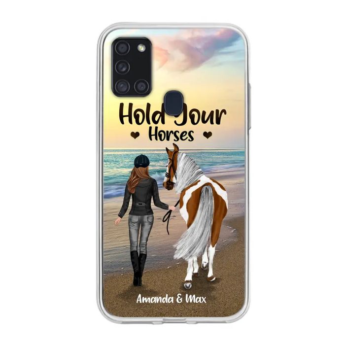 Personalized Horse Girl Phone Case - Girl with up to 2 Horses - Four Feet Move My Soul - QX6ZS1