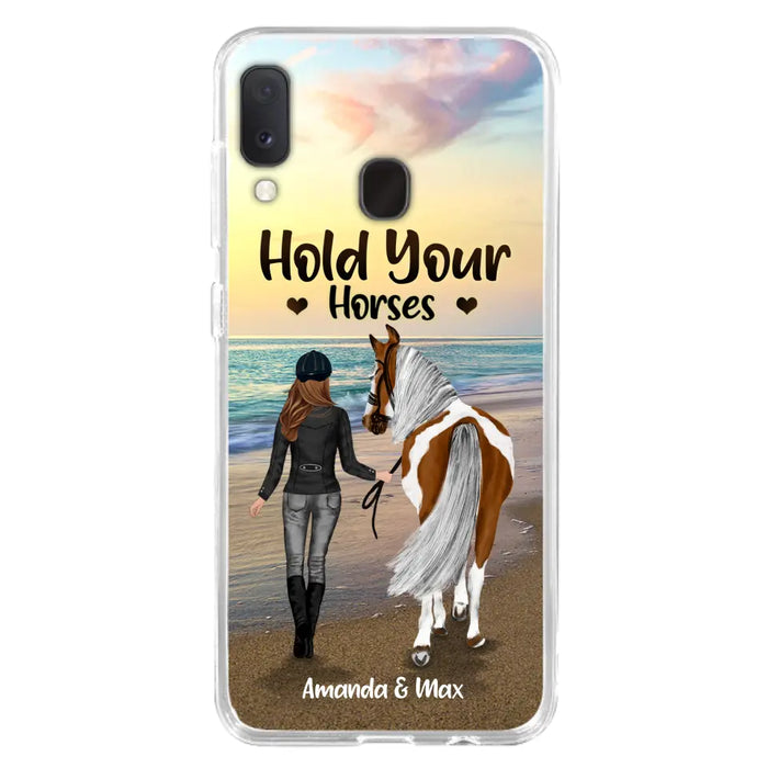 Personalized Horse Girl Phone Case - Girl with up to 2 Horses - Four Feet Move My Soul - QX6ZS1