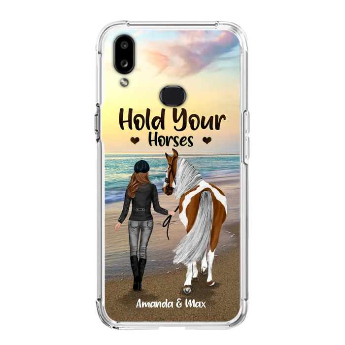 Personalized Horse Girl Phone Case - Girl with up to 2 Horses - Four Feet Move My Soul - QX6ZS1