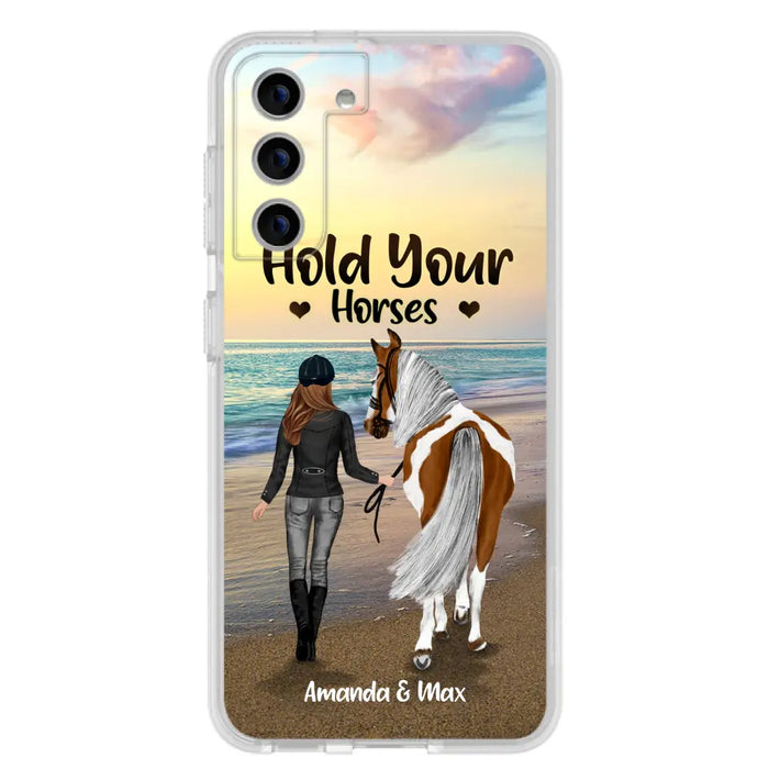 Personalized Horse Girl Phone Case - Girl with up to 2 Horses - Four Feet Move My Soul - QX6ZS1