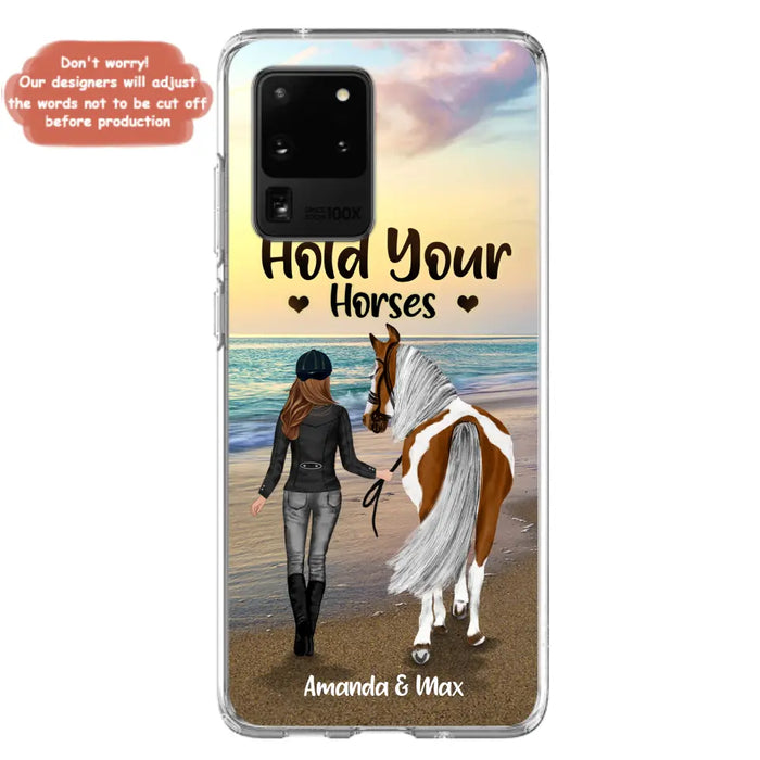 Personalized Horse Girl Phone Case - Girl with up to 2 Horses - Four Feet Move My Soul - QX6ZS1