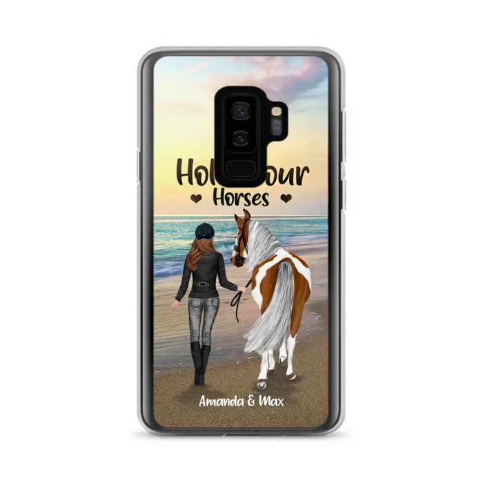 Personalized Horse Girl Phone Case - Girl with up to 2 Horses - Four Feet Move My Soul - QX6ZS1