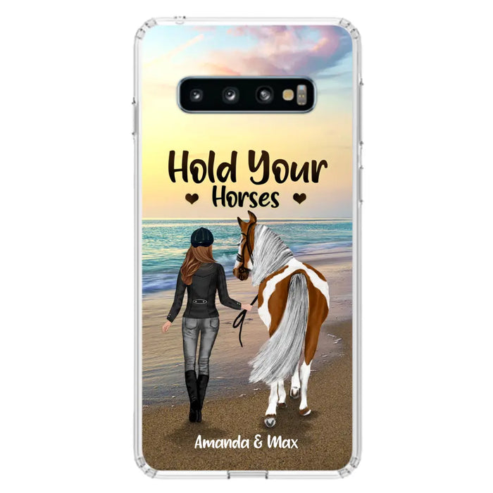 Personalized Horse Girl Phone Case - Girl with up to 2 Horses - Four Feet Move My Soul - QX6ZS1