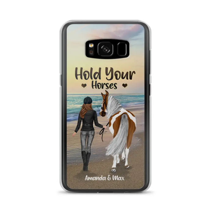 Personalized Horse Girl Phone Case - Girl with up to 2 Horses - Four Feet Move My Soul - QX6ZS1