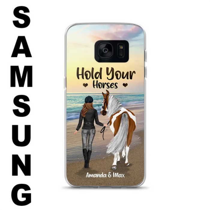 Personalized Horse Girl Phone Case - Girl with up to 2 Horses - Four Feet Move My Soul - QX6ZS1