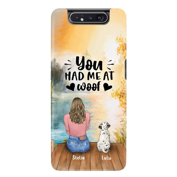 Custom Personalized Dog Mom Phone Case - Best Gift Idea For Dog Lovers - Upto 4 Dogs - You Had Me At Woof - Case For iPhone, Samsung And Xiaomi