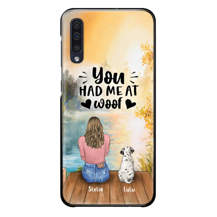 Custom Personalized Dog Mom Phone Case - Best Gift Idea For Dog Lovers - Upto 4 Dogs - You Had Me At Woof - Case For iPhone, Samsung And Xiaomi