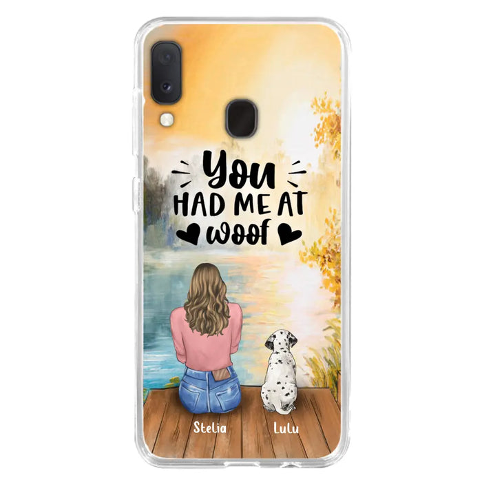 Custom Personalized Dog Mom Phone Case - Best Gift Idea For Dog Lovers - Upto 4 Dogs - You Had Me At Woof - Case For iPhone, Samsung And Xiaomi