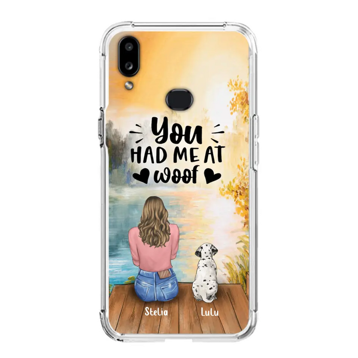 Custom Personalized Dog Mom Phone Case - Best Gift Idea For Dog Lovers - Upto 4 Dogs - You Had Me At Woof - Case For iPhone, Samsung And Xiaomi