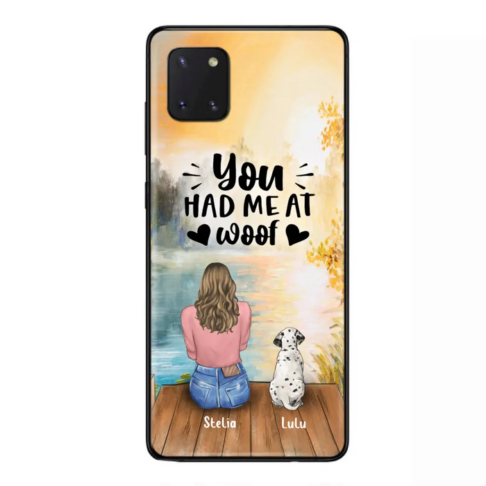 Custom Personalized Dog Mom Phone Case - Best Gift Idea For Dog Lovers - Upto 4 Dogs - You Had Me At Woof - Case For iPhone, Samsung And Xiaomi