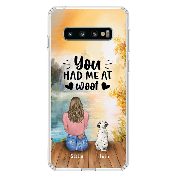 Custom Personalized Dog Mom Phone Case - Best Gift Idea For Dog Lovers - Upto 4 Dogs - You Had Me At Woof - Case For iPhone, Samsung And Xiaomi