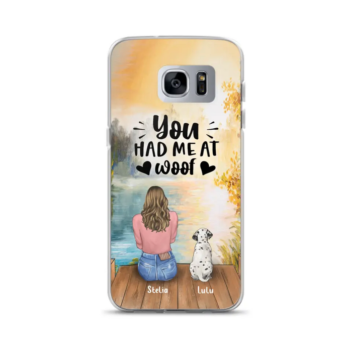 Custom Personalized Dog Mom Phone Case - Best Gift Idea For Dog Lovers - Upto 4 Dogs - You Had Me At Woof - Case For iPhone, Samsung And Xiaomi