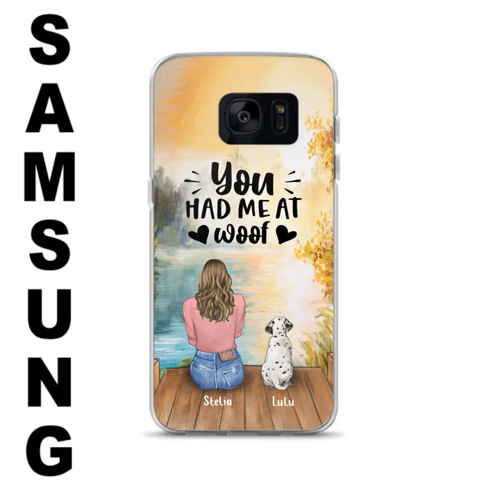 Custom Personalized Dog Mom Phone Case - Best Gift Idea For Dog Lovers - Upto 4 Dogs - You Had Me At Woof - Case For iPhone, Samsung And Xiaomi