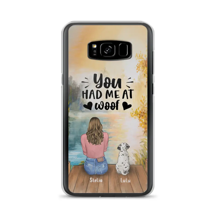 Custom Personalized Dog Mom Phone Case - Best Gift Idea For Dog Lovers - Upto 4 Dogs - You Had Me At Woof - Case For iPhone, Samsung And Xiaomi