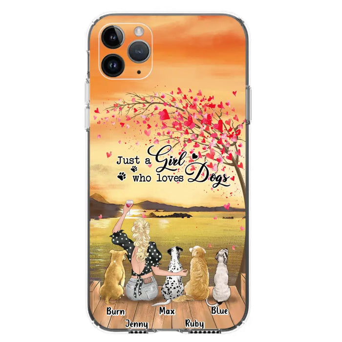 Custom Personalized Dog Mom Phone Case for iPhone and Samsung - Gift Idea For Dog Owner with up to 4 Dogs - Just A Girl Who Loves Dogs