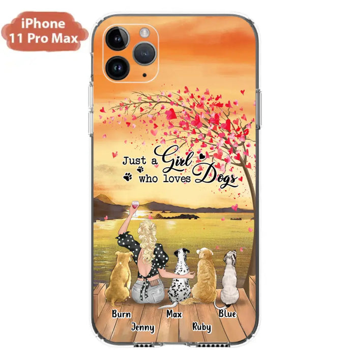 Custom Personalized Dog Mom Phone Case for iPhone and Samsung - Gift Idea For Dog Owner with up to 4 Dogs - Just A Girl Who Loves Dogs