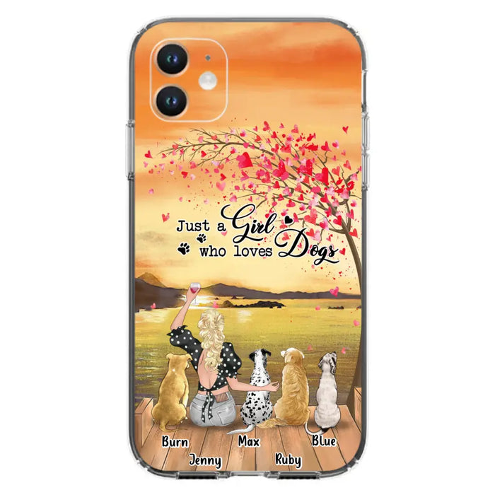 Custom Personalized Dog Mom Phone Case for iPhone and Samsung - Gift Idea For Dog Owner with up to 4 Dogs - Just A Girl Who Loves Dogs