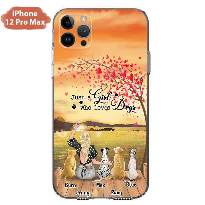 Custom Personalized Dog Mom Phone Case for iPhone and Samsung - Gift Idea For Dog Owner with up to 4 Dogs - Just A Girl Who Loves Dogs