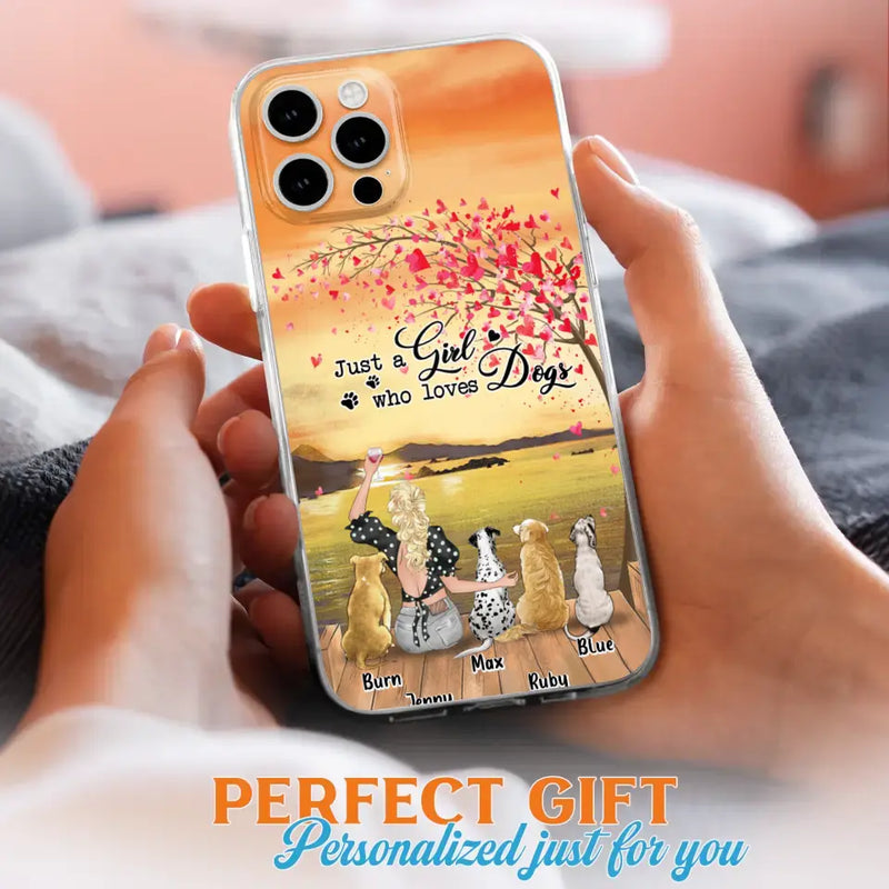 Custom Personalized Dog Mom Phone Case for iPhone and Samsung - Gift Idea For Dog Owner with up to 4 Dogs - Just A Girl Who Loves Dogs