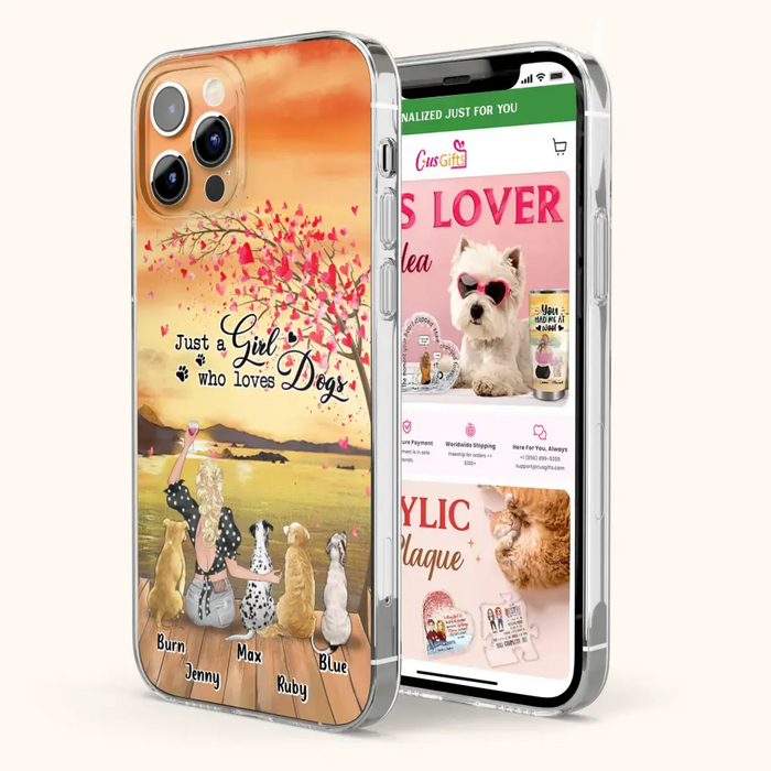 Custom Personalized Dog Mom Phone Case for iPhone and Samsung - Gift Idea For Dog Owner with up to 4 Dogs - Just A Girl Who Loves Dogs