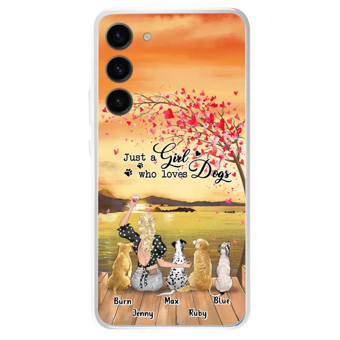 Custom Personalized Dog Mom Phone Case for iPhone and Samsung - Gift Idea For Dog Owner with up to 4 Dogs - Just A Girl Who Loves Dogs