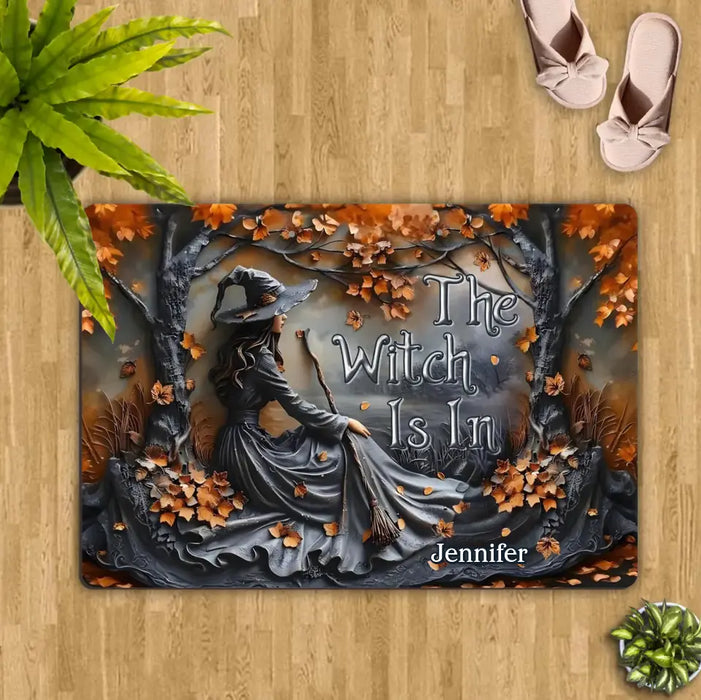 Custom Personalized Witch Broom Doormat - Halloween/ Birthday Gift Idea For Yourself, Women, Witch Lovers - The Witch Is In