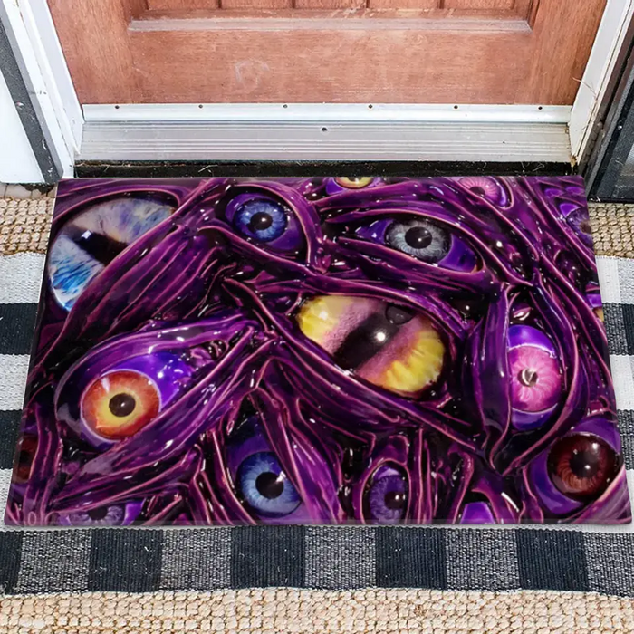 Custom Personalized Creepy Glowing Eyes Doormat - Halloween Gift Idea