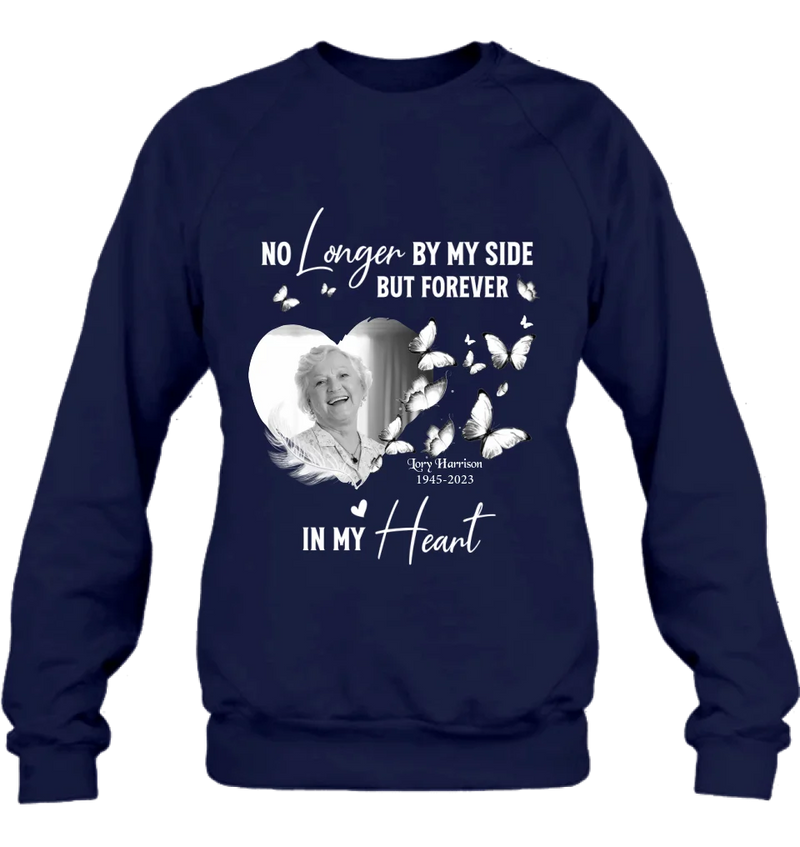 Personalized Memorial Photo Shirt/Hoodie - Memorial Gift Idea for Loss Mom/Dad - No Longer By My Side But Forever In My Heart