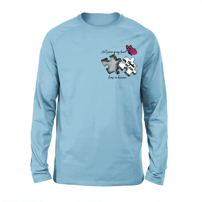 Custom Personalized Memorial Butterfly Shirt/ Hoodie - Memorial Gift Idea - A Piece Of My Heart Lives In Heaven